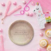 ピンクローズ金ゴールド金属フローラリース銅赤面 ペーパープレート (パーティー)