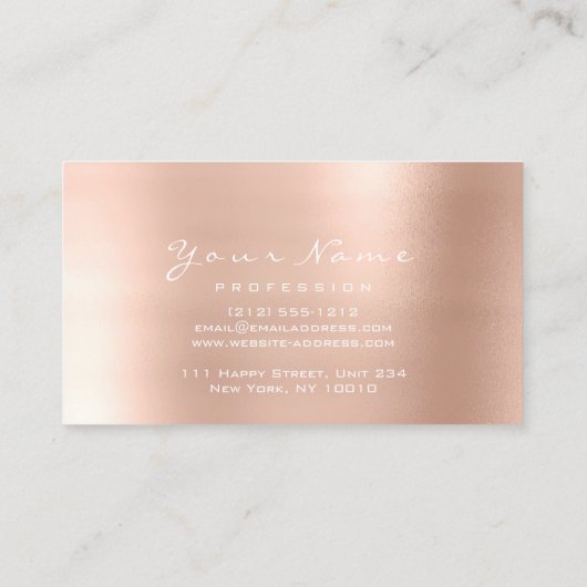 ピンクローズ金ゴールド金属ブロガーStylistイベント美しい 名刺 (裏面)