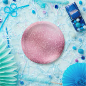 ピンクローズ金ゴールド金属箔スパークル ペーパープレート (パーティー)