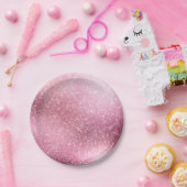 ピンクローズ金ゴールド金属箔スパークル ペーパープレート (パーティー)