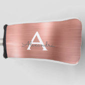 ピンクローズ金ゴールド金属箔モノグラム名 ゴルフヘッドカバー (正面)