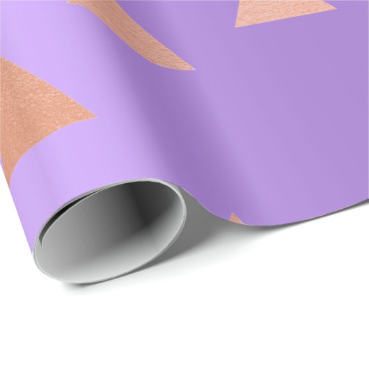 ピンクローズ金ゴールド銅ジオメトリ三角形(紫) ラッピングペーパー (ロールコーナー)