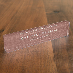 ピンクローズ金ゴールド銅ブラッシュド金エレガント属モダン デスクネームプレート