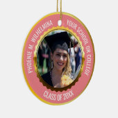 ピンクローズ金ゴールド2022年写真卒業クラス セラミックオーナメント (右)