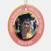 ピンクローズ金ゴールド2022年写真卒業クラス セラミックオーナメント (左)