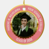 ピンクローズ金ゴールド2022年写真卒業クラス セラミックオーナメント (裏面)