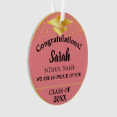 ピンクローズ金ゴールド2024カスタム年クラス オーナメント (正面)