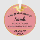 ピンクローズ金ゴールド2024カスタム年クラス オーナメント (裏面)