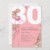 ピンクローズ金ゴールド30歳の誕生日パーティー 招待状 (正面)