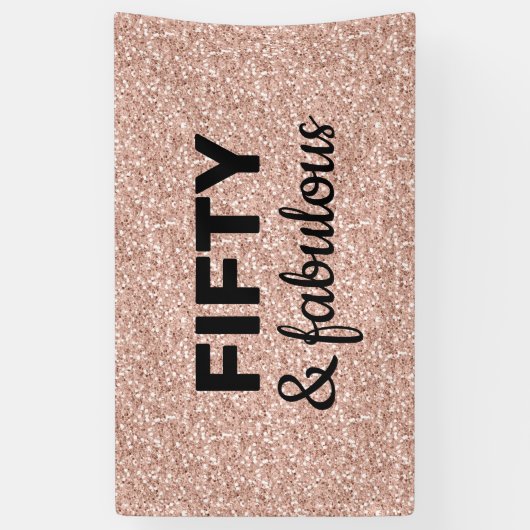 ピンクローズ金ゴールド50とファボラー誕生日  横断幕 (縦)