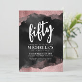 ピンクローズ金ゴールド50誕生日 招待状 (スタンド正面)