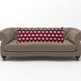 ピンクローズ開花オンブラックフローラルパターン ボディピロー