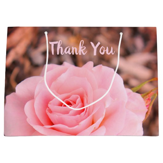 ピンクローズ開花 ラージペーパーバッグ (正面)