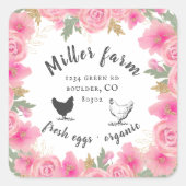 ピンクローズ離れ金ゴールドズファームハウスエッグカートン スクエアシール (正面)