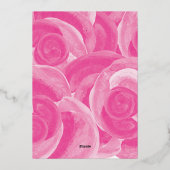 ピンクローズ、アクアブルー、シルバーチャームバルミツワー 箔招待状 (裏面)