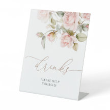 ピンクローズ&グリーンブライダルシャワードリンク看板