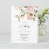ピンクローズ&グリーンリー葉ズブライダルシャワー 招待状 (スタンド正面)