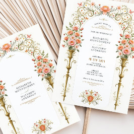 ピンクローズ&ゴールデンアーズビクトリアンズ結婚ズ 招待状