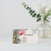 ピンクローズ&ジャスミンモノグラムパープルジェムフローラ 名刺 (スタンド正面)