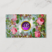 ピンクローズ&ジャスミンモノグラムパープルジェムフローラ 名刺 (裏面)