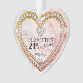 ピンクローズ |ダイヤモンズ21歳の誕生日記念日 オーナメント (正面)
