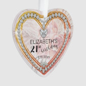 ピンクローズ |ダイヤモンズ21歳の誕生日記念日 オーナメント (正面)