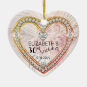 ピンクローズ |ダイヤモンズ30歳の誕生日記念日 セラミックオーナメント (正面)