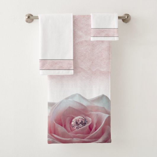 ピンクローズ&ダイヤモンドエレガント バスタオルセット (インサイチュ)