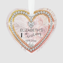 ピンクローズ |ダイヤモンド1の誕生日記念日装飾 オーナメント