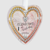 ピンクローズ |ダイヤモンド1の誕生日記念日装飾 オーナメント (正面)