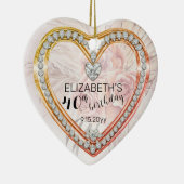 ピンクローズ |ダイヤモンド40歳の誕生日の記念日 セラミックオーナメント (右)