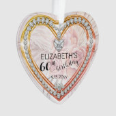 ピンクローズ |ダイヤモンド60番目の誕生日記念 オーナメント (正面)