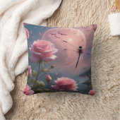 ピンクローズ&ドラゴンフライ クッション (ブランケット)