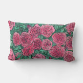 ピンクローズ、バラガーデン、ライフスケッチインクパステル ランバークッション (裏面)