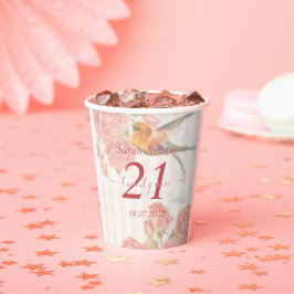 ピンクローズ、バードバースデーカップ21日 紙コップ