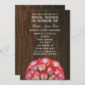 ピンクローズ&バーンウッド素朴ブライダルシャワー招待状 招待状 (正面/裏面)