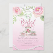 ピンクローズ&パールエレガントブライダルティーシャワー 招待状 (正面)