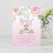 ピンクローズ&パールエレガントブライダルティーシャワー 招待状 (スタンド正面)