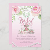 ピンクローズ&パールエレガントブライダルティーシャワー 招待状 (正面/裏面)