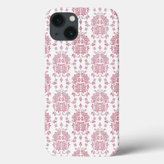ピンクローズ フローラル ダマスク調 パターン Case-Mate iPhoneケース (裏面)