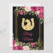 ピンクローズ&ブラックバックグラウンドカップルシャワー 招待状 (裏面)