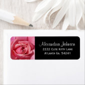 ピンクローズ:ブラック差出人住所ラベル ラベル (インサイチュ)