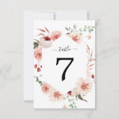 ピンクローズ&ペニーボヘミ結婚アンのテーブル番号 招待状 (正面)
