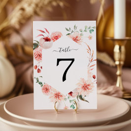 ピンクローズ&ペニーボヘミ結婚アンのテーブル番号 招待状