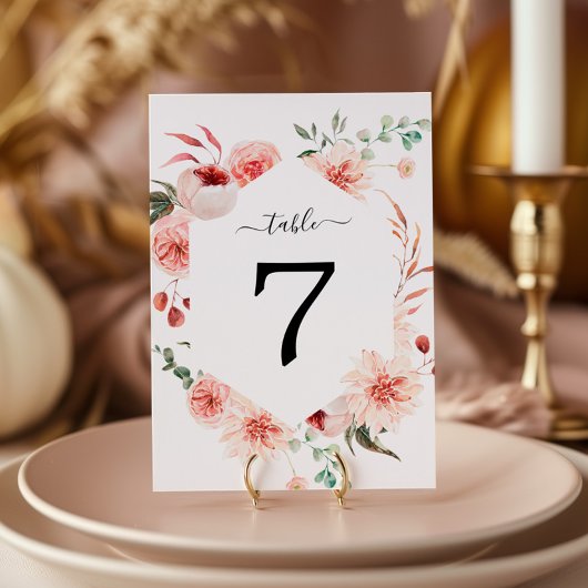 ピンクローズ&ペニーボヘミ結婚アンのテーブル番号 招待状