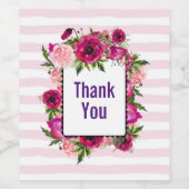 ピンクローズ&ポピーフローラブーケありがとう ワインラベル (シングルラベル)