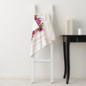 ピンクローズ&ポピーフローラブーケオンピンクストライプ色 シェルパブランケット (インサイチュ)