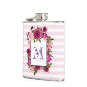 ピンクローズ&ポピーフローラブーケオンピンクストライプ色 フラスク (左)