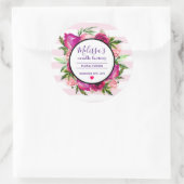 ピンクローズ&ポピーフローラブーケキャンドルビジネス ラウンドシール (バッグ)