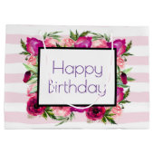 ピンクローズ&ポピーフローラブーケハッピーバースデー ラージペーパーバッグ (裏面)